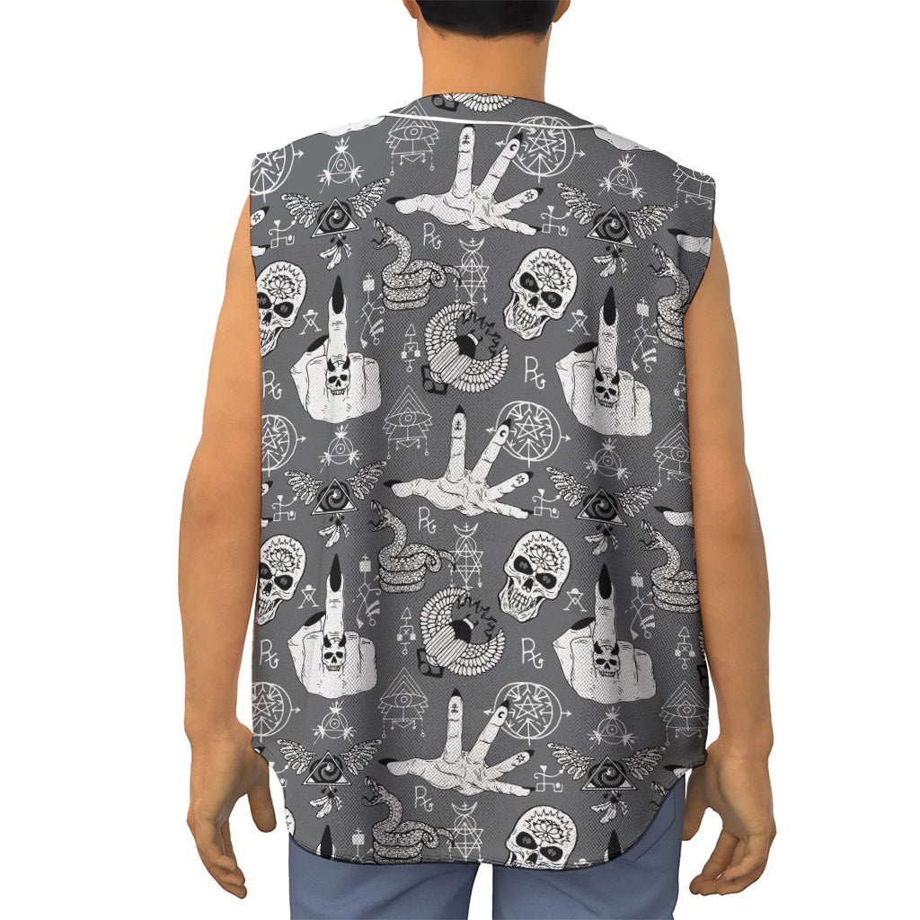 Gothic Wicca Curse Print Sleeveless Baseball Jersey