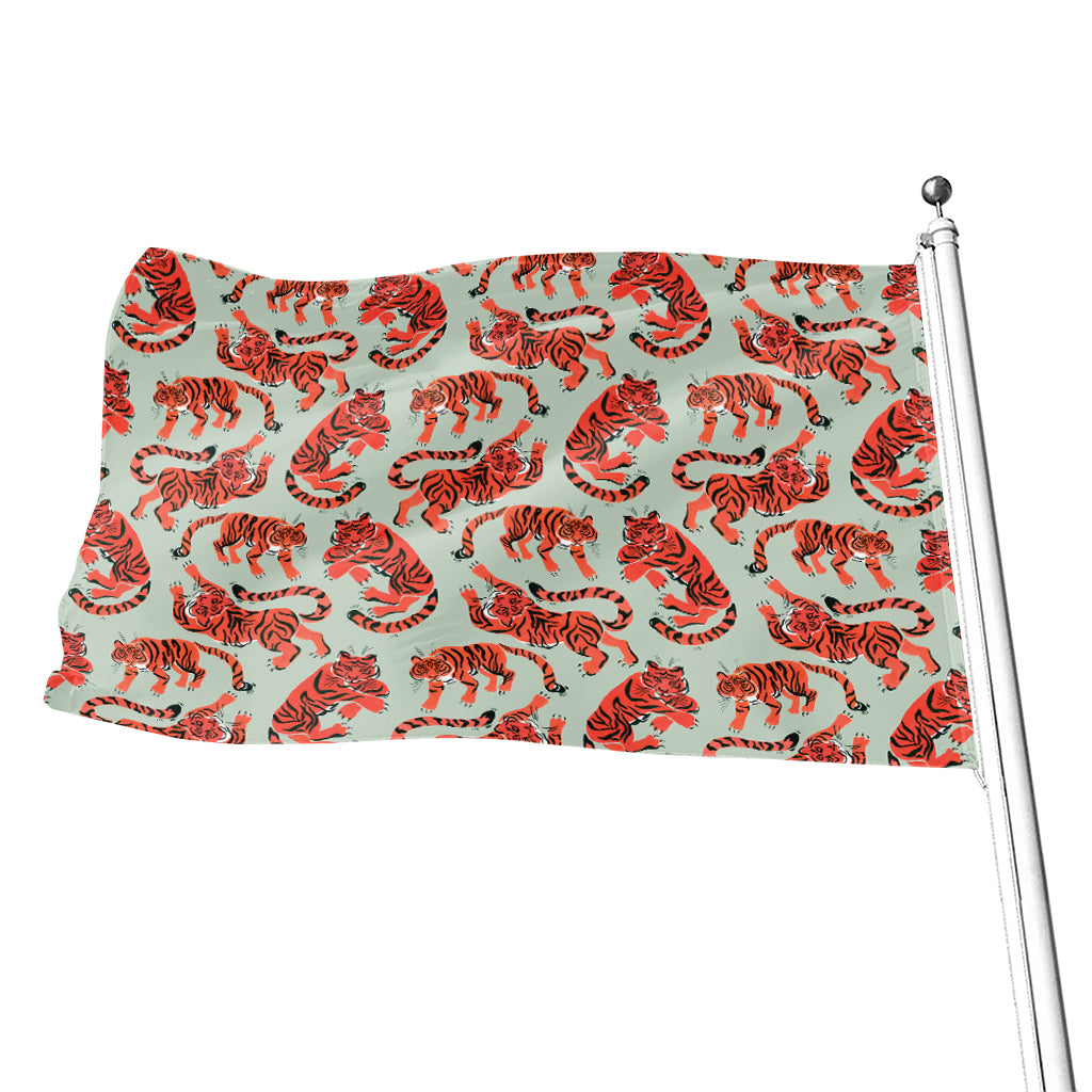 Gouache Tiger Pattern Print Flag