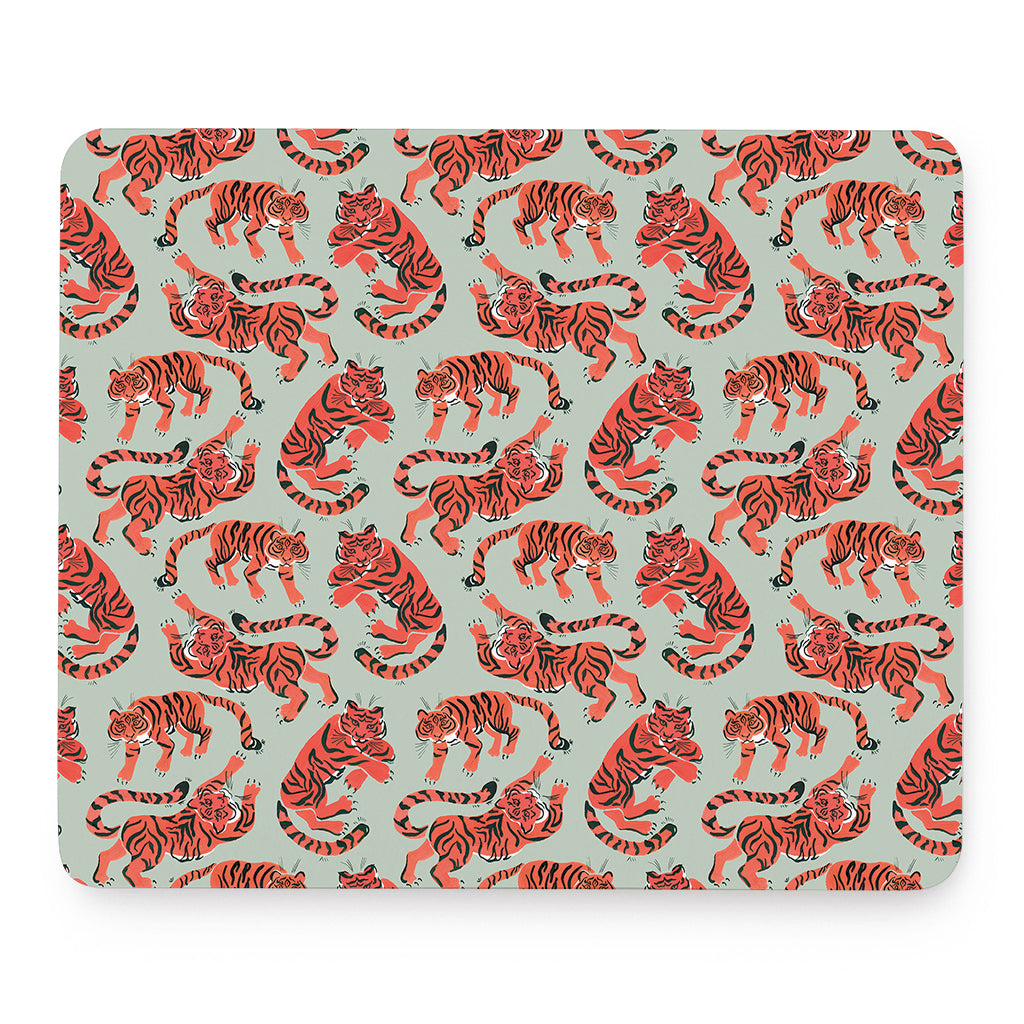 Gouache Tiger Pattern Print Mouse Pad