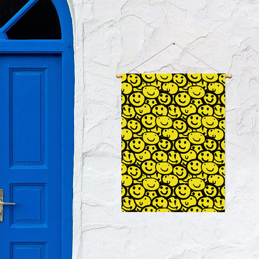 Graffiti Happy Emoji Pattern Print Garden Flag