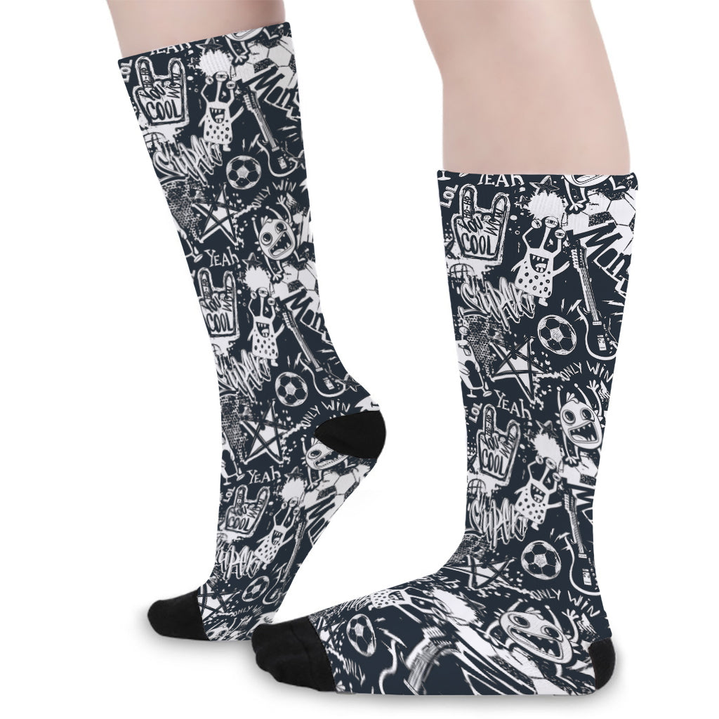 Graffiti Monster Characters Print Long Socks