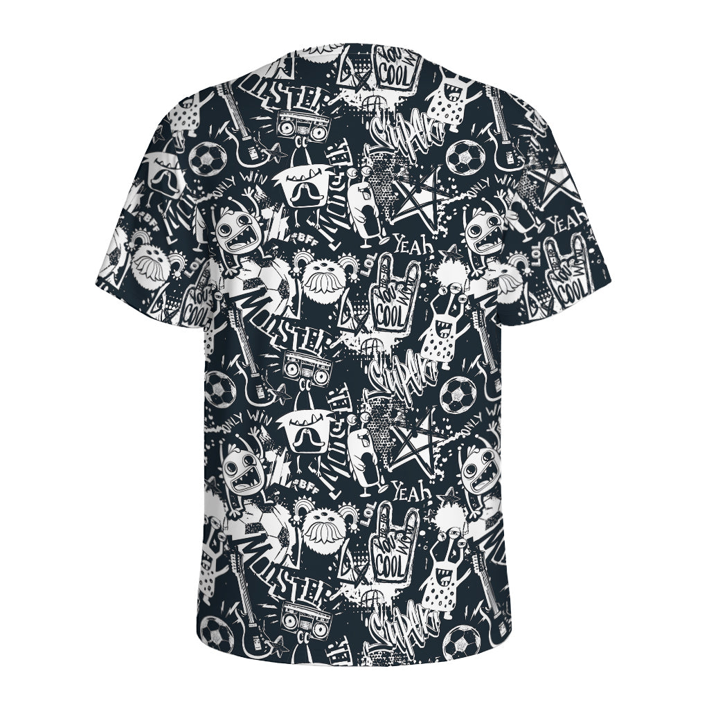 Graffiti Monster Characters Print Men's Sports T-Shirt