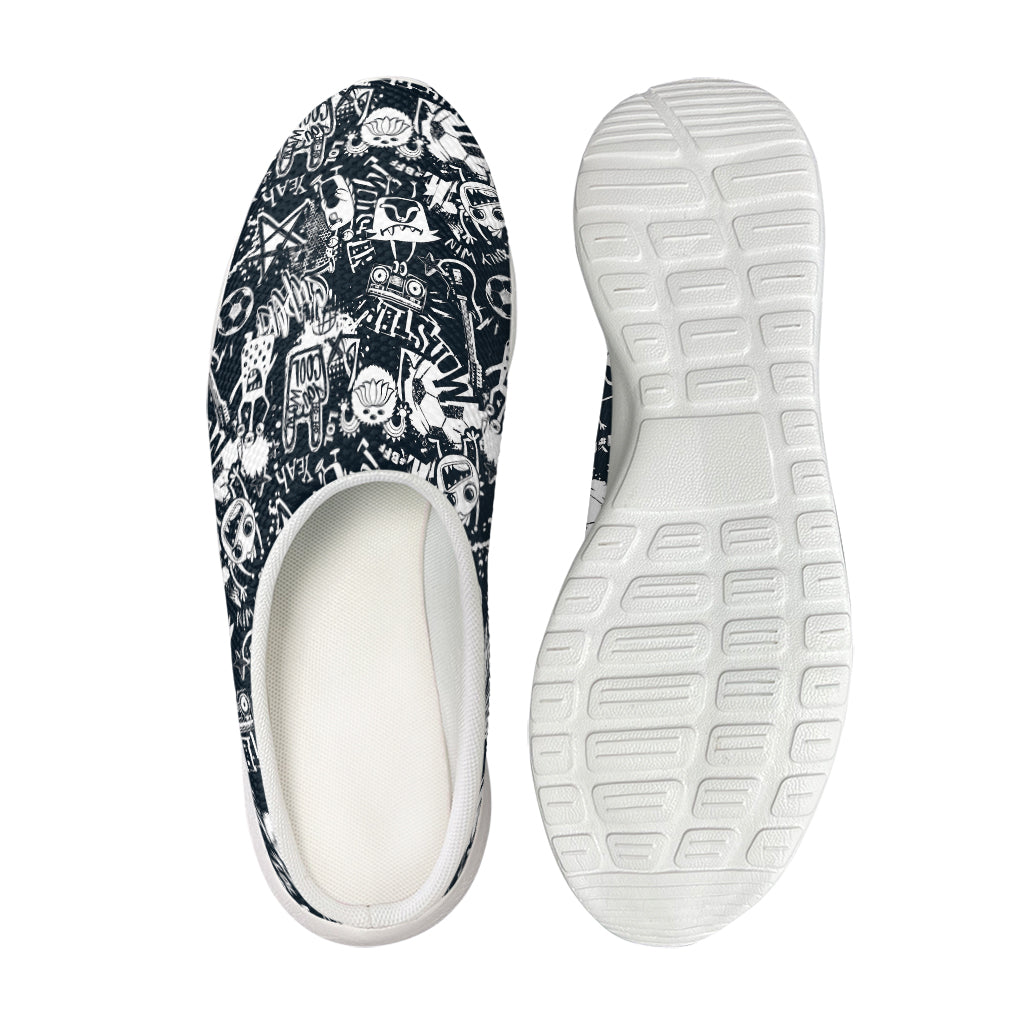 Graffiti Monster Characters Print Mesh Casual Shoes