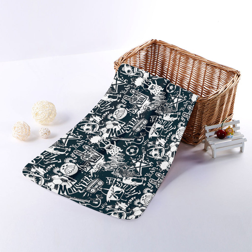 Graffiti Monster Characters Print Towel