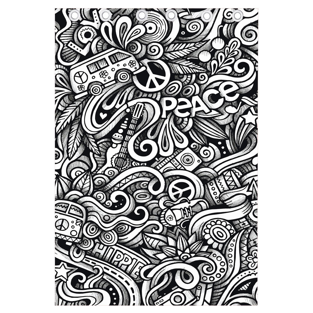 Graffiti Surfing Pattern Print Curtain