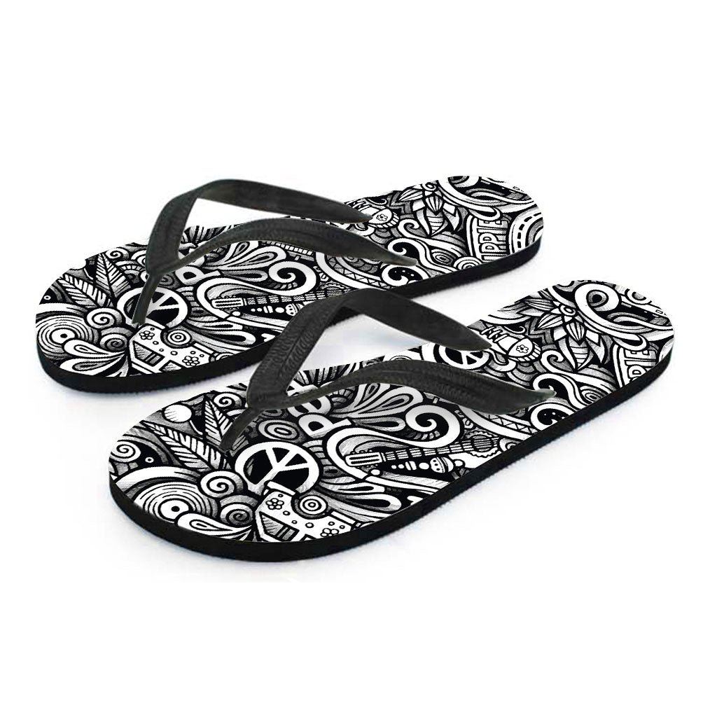 Graffiti Surfing Pattern Print Flip Flops