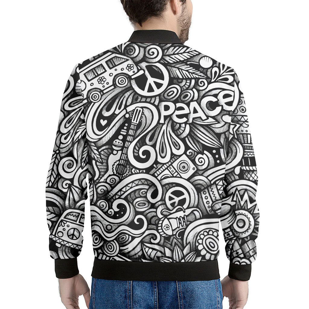Graffiti Surfing Pattern Print Men's Bomber Jacket