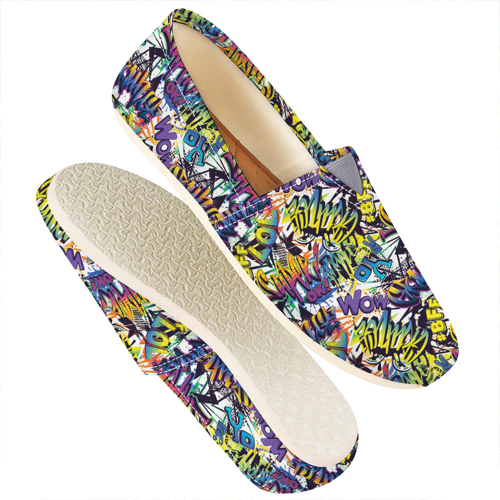 Graffiti Text Pattern Print Casual Shoes