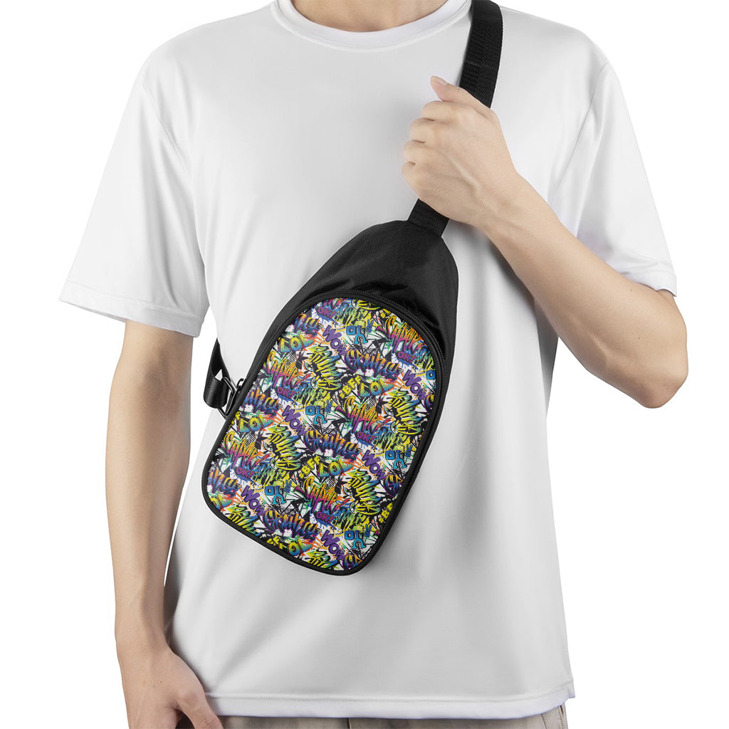 Graffiti Text Pattern Print Chest Bag