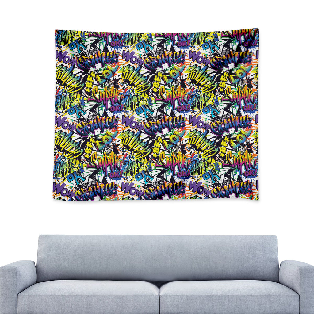 Graffiti Text Pattern Print Tapestry