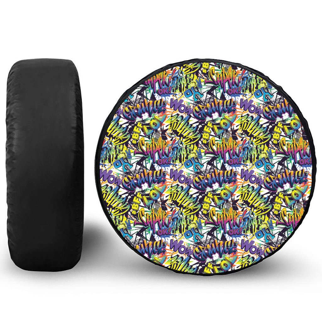 Graffiti Text Pattern Print Tire Cover