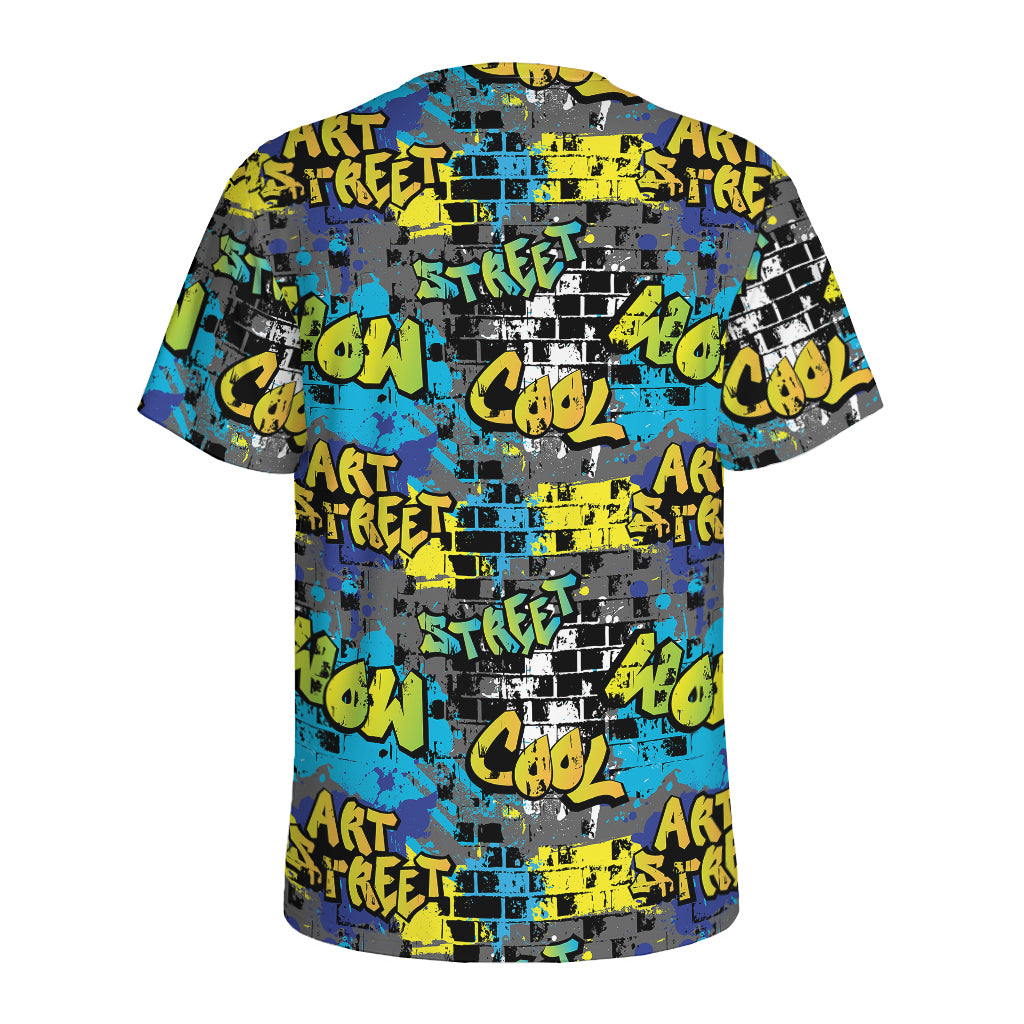 Graffiti Wall Print Men's Sports T-Shirt