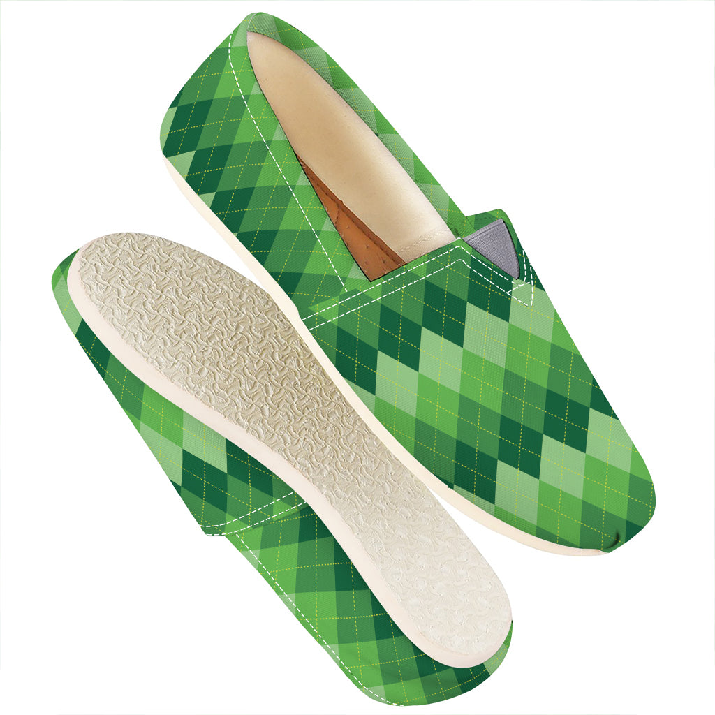 Grass Green Argyle Pattern Print Casual Shoes