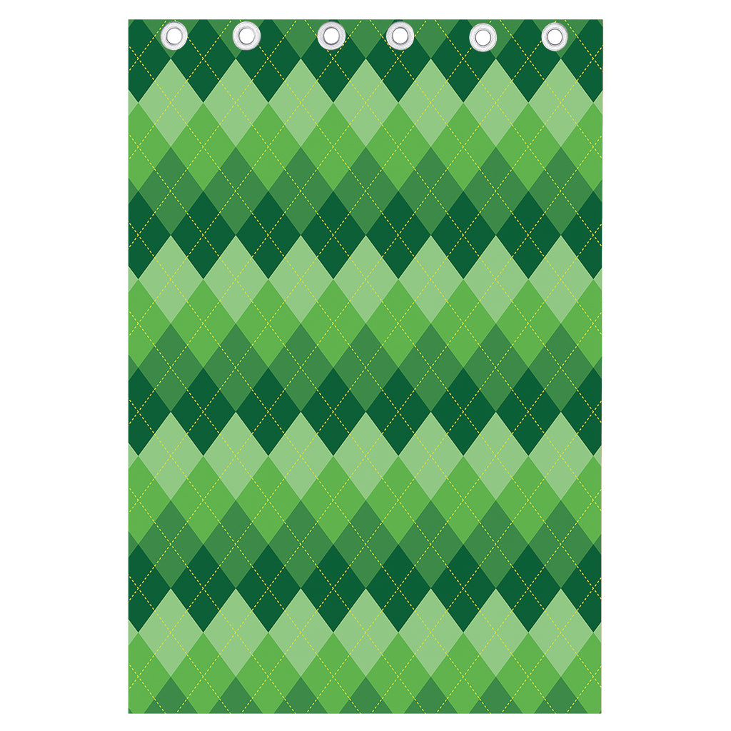 Grass Green Argyle Pattern Print Curtain