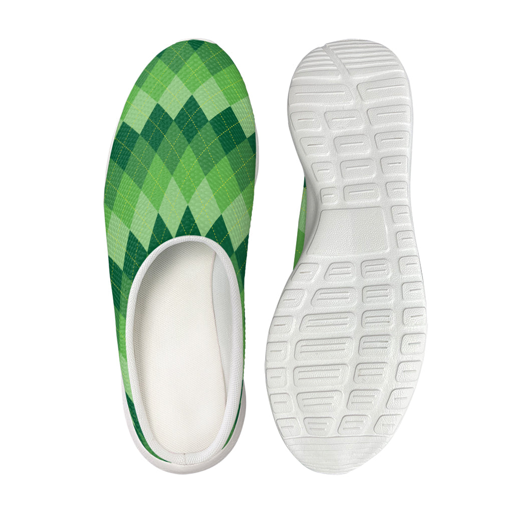 Grass Green Argyle Pattern Print Mesh Casual Shoes