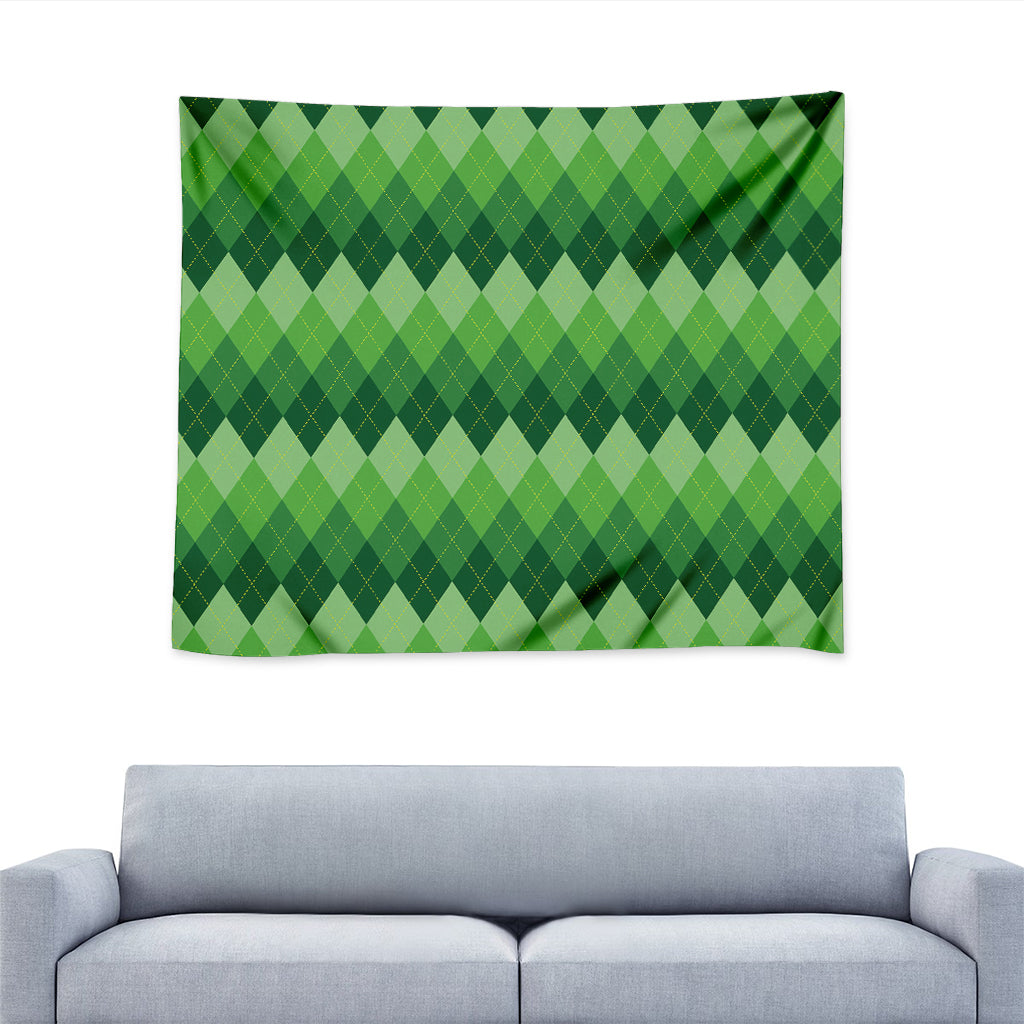 Grass Green Argyle Pattern Print Tapestry