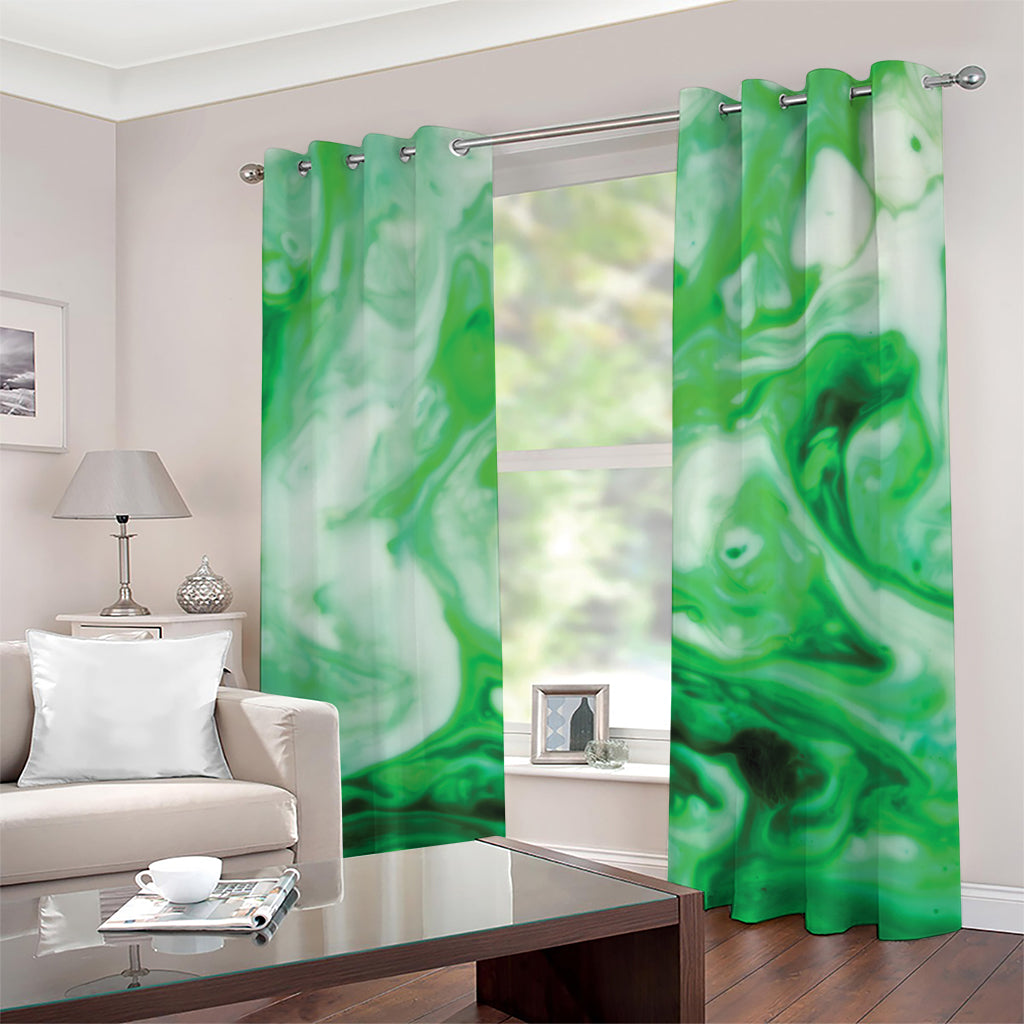 Green Acid Melt Print Grommet Curtains