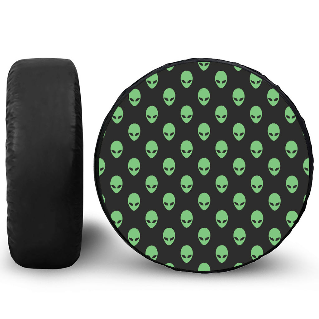 Green Alien Face Print Tire Cover
