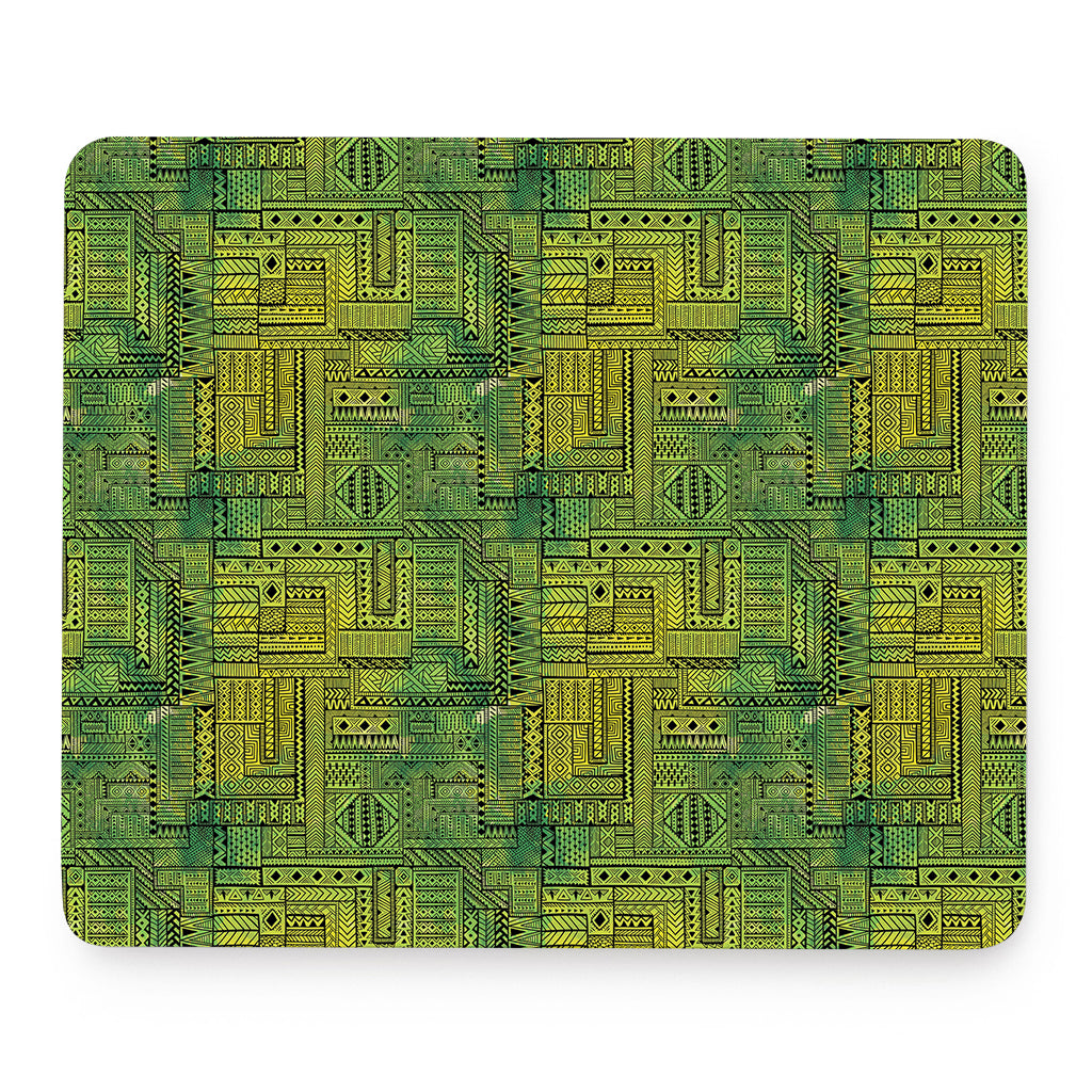 Green And Black African Ethnic Print Mouse Pad
