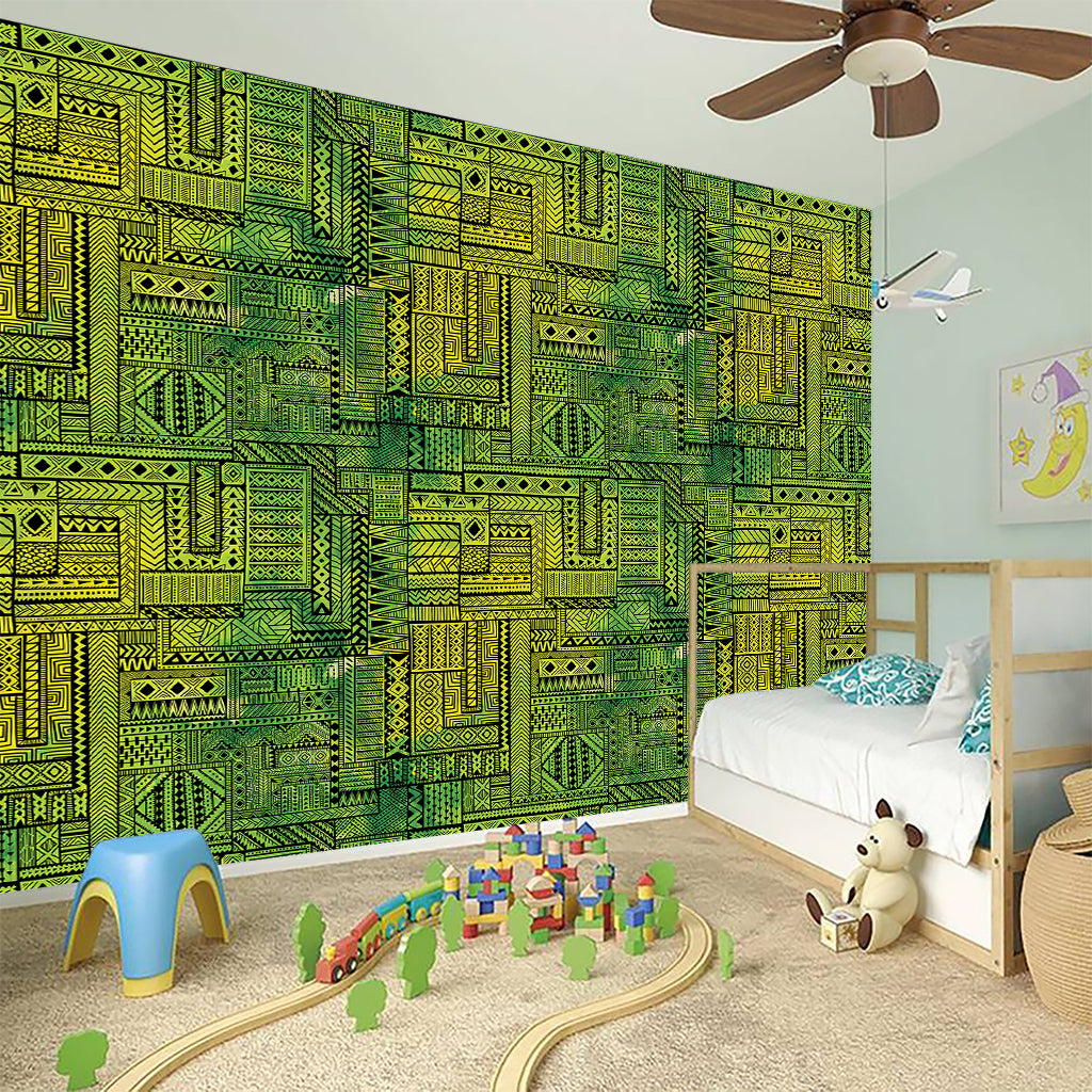 Green And Black African Ethnic Print Wall Sticker