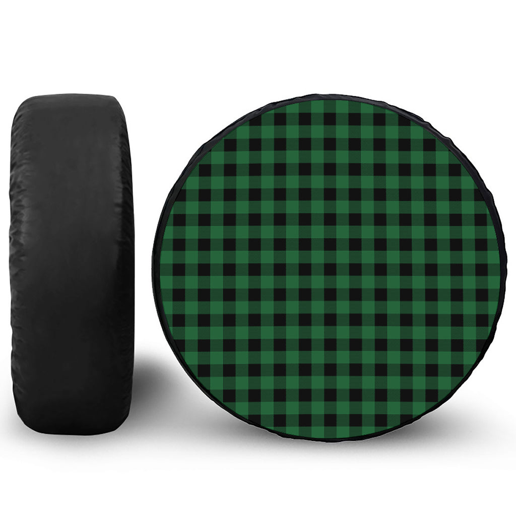 Green And Black Buffalo Check Print Leather Spare Tire Cover