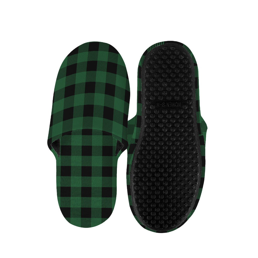 Green And Black Buffalo Check Print Slippers
