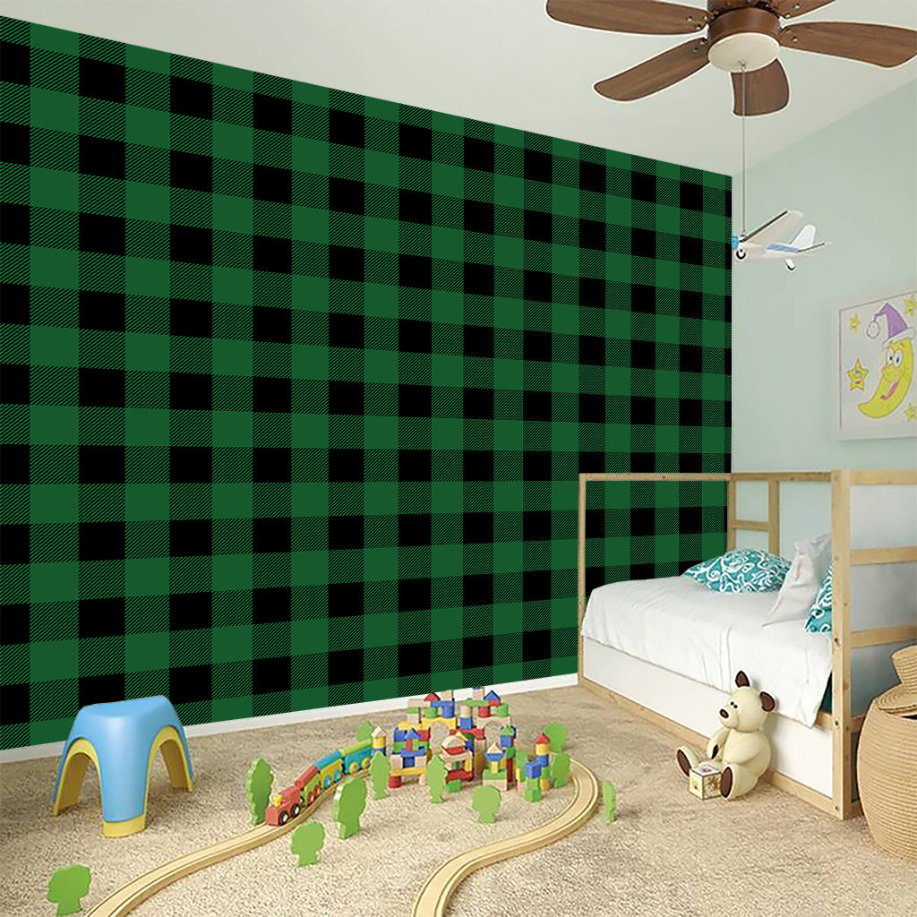Green And Black Buffalo Check Print Wall Sticker