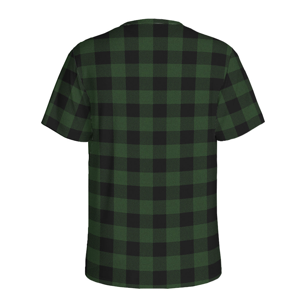 Green And Black Buffalo Plaid Print Men's Sports T-Shirt