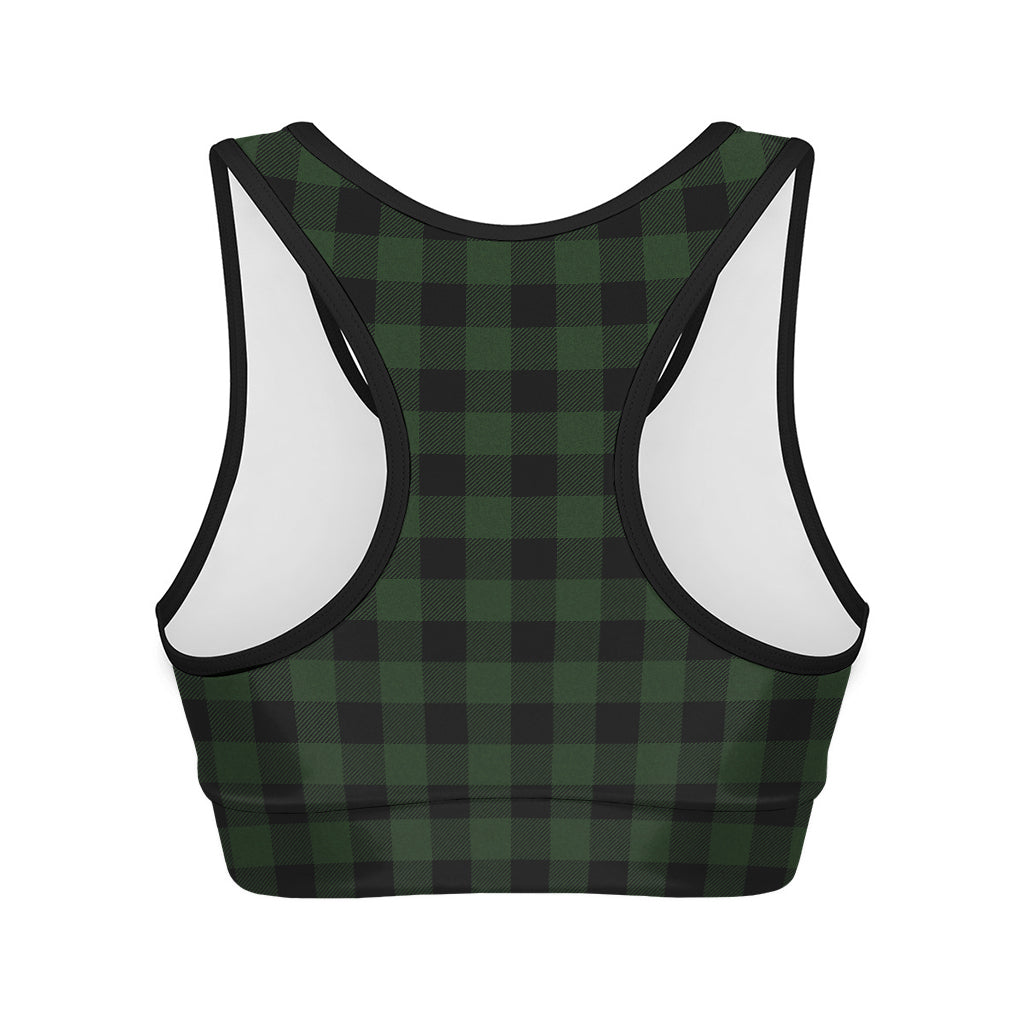 Green And Black Buffalo Plaid Print Women's Sports Bra
