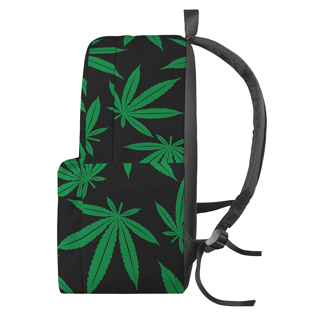 Green And Black Cannabis Leaf Print Backpack