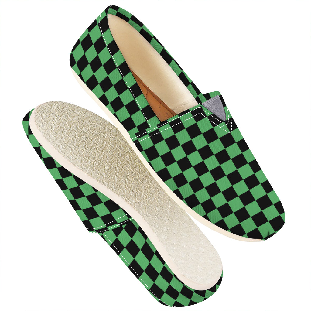 Green And Black Checkered Pattern Print Casual Shoes