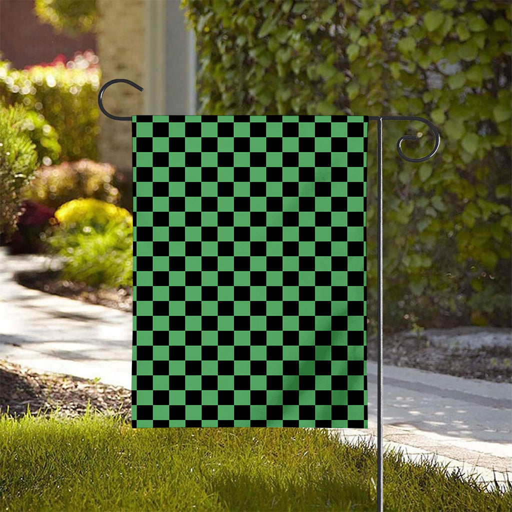 Green And Black Checkered Pattern Print House Flag