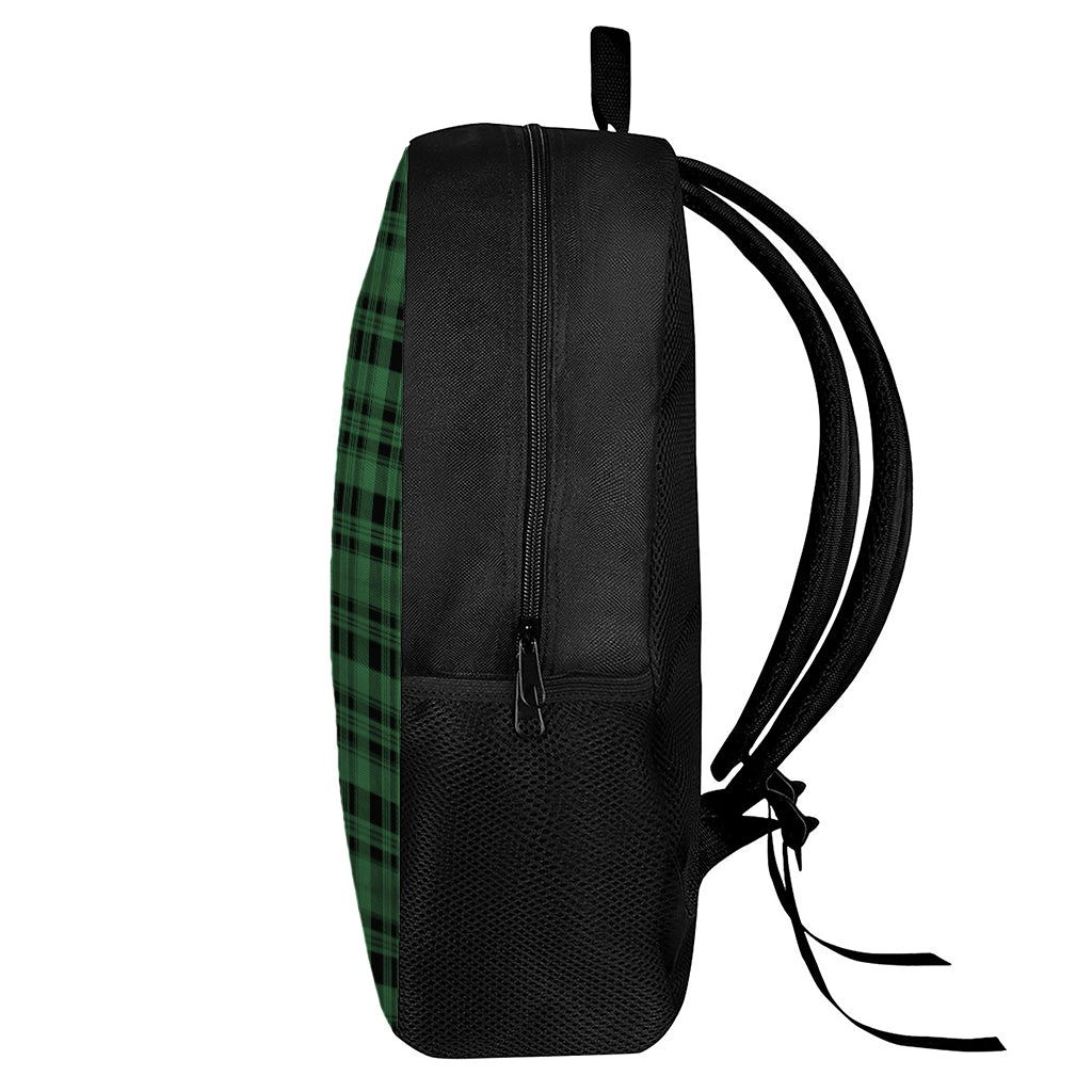 Green And Black Tartan Pattern Print 17 Inch Backpack