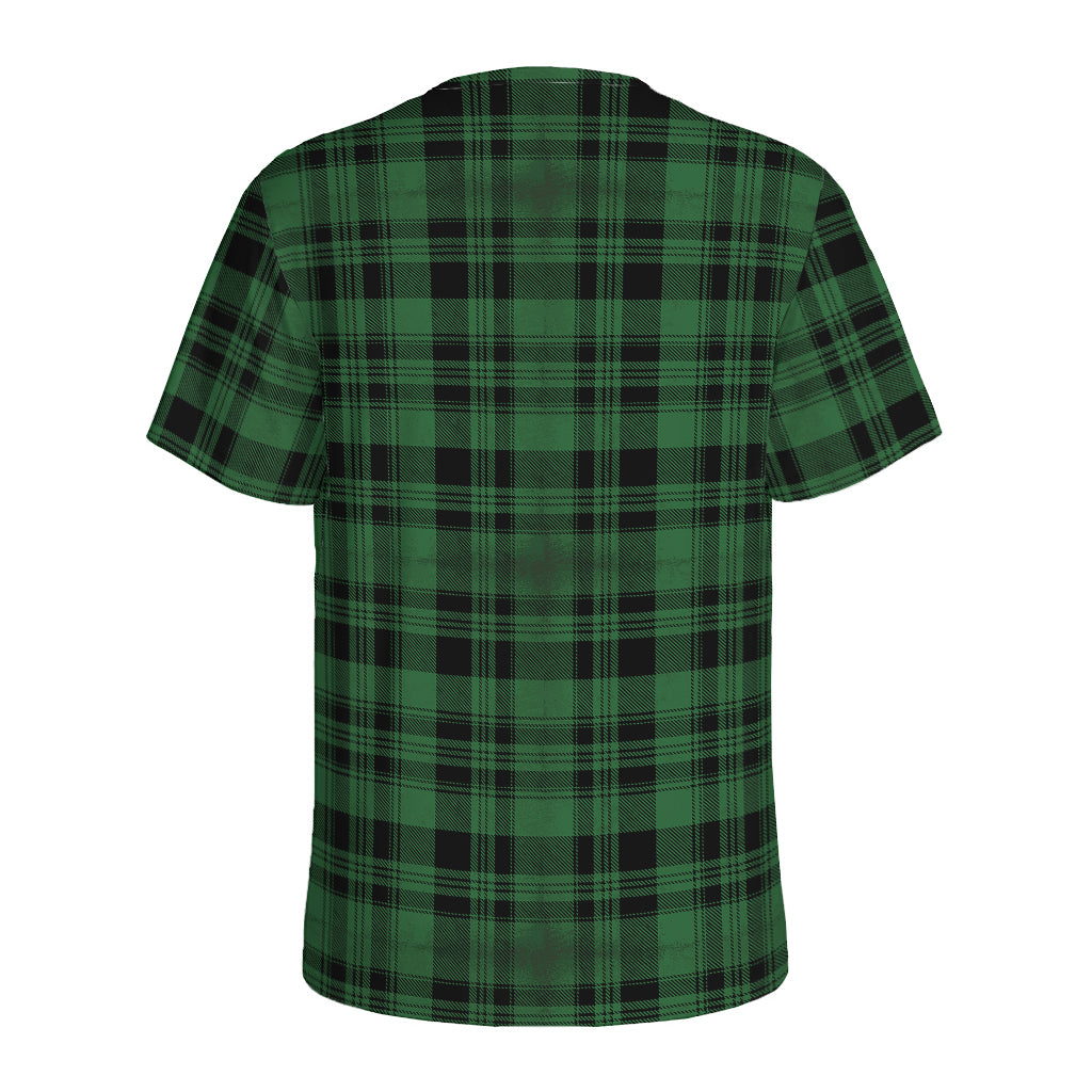 Green And Black Tartan Pattern Print Men's Sports T-Shirt