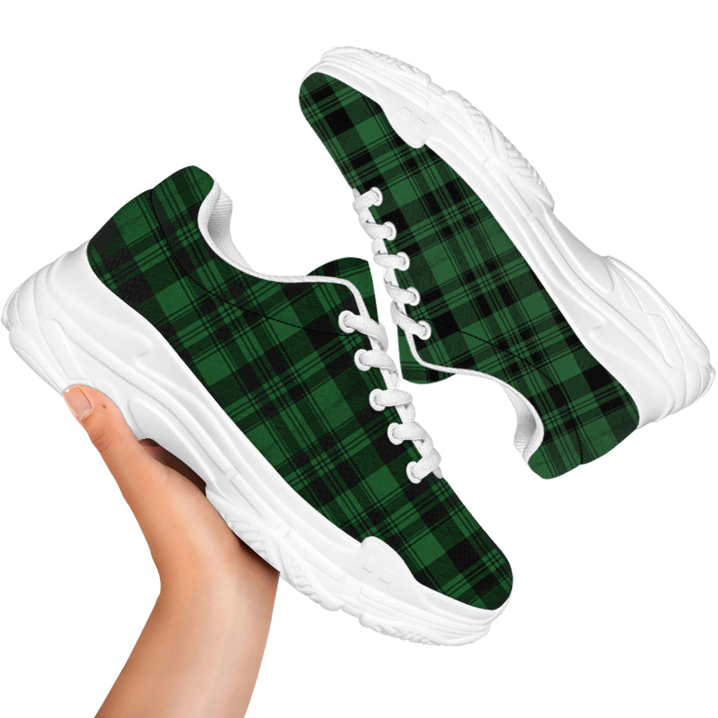 Green And Black Tartan Pattern Print White Chunky Shoes