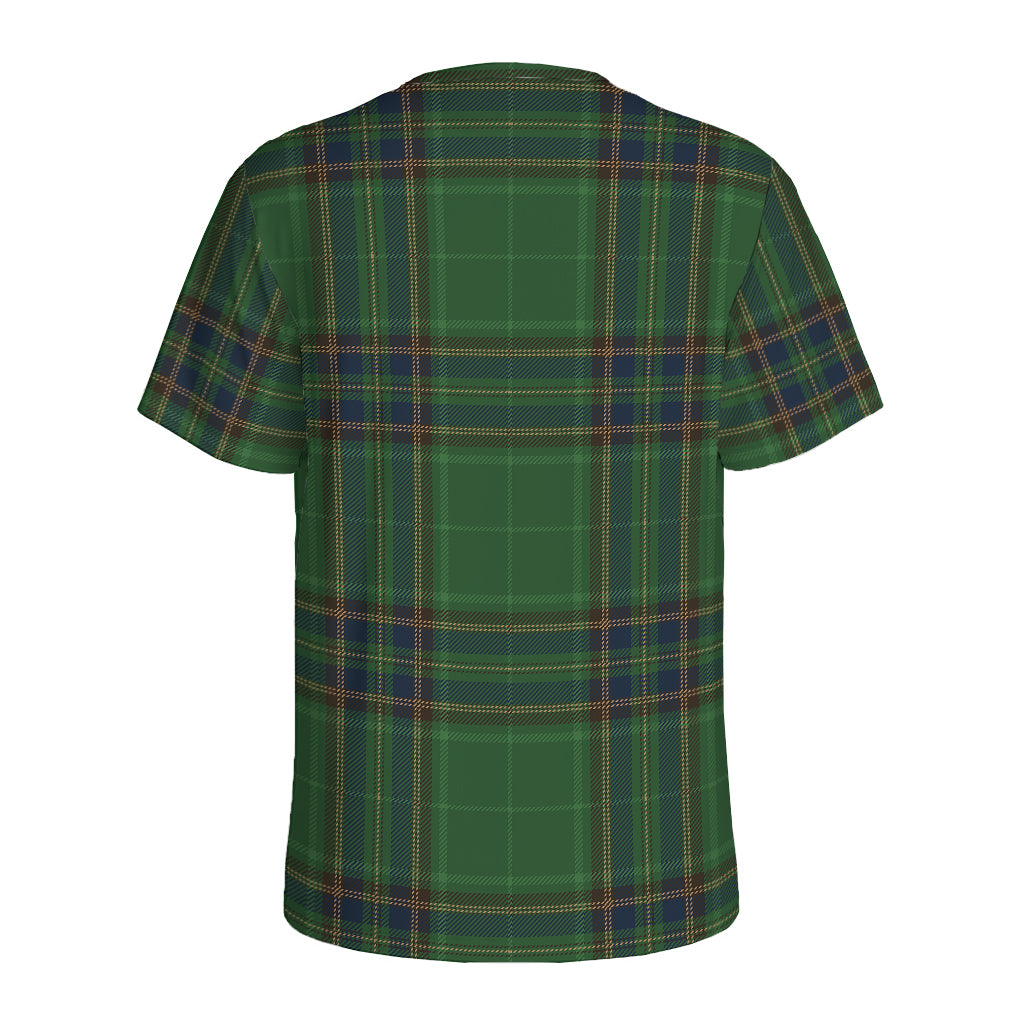 Green And Blue Stewart Tartan Print Men's Sports T-Shirt