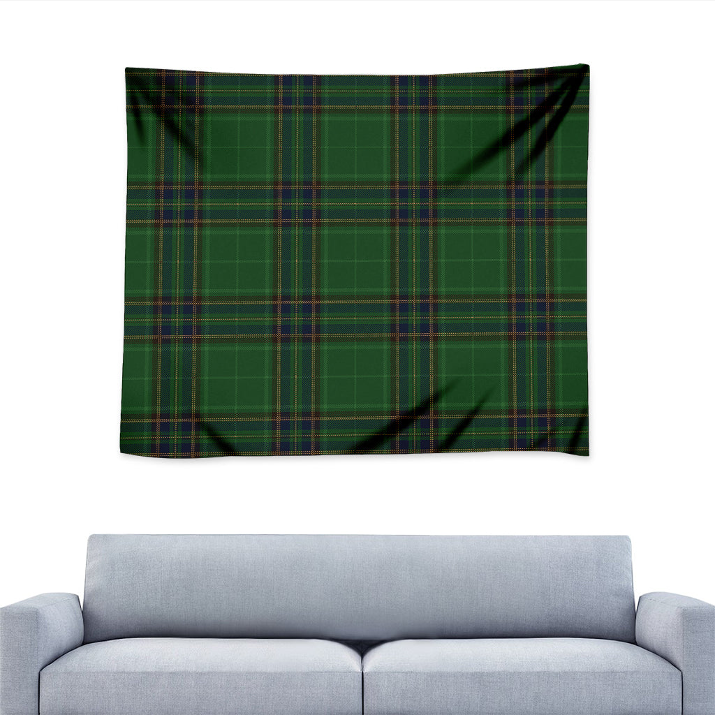 Green And Blue Stewart Tartan Print Tapestry