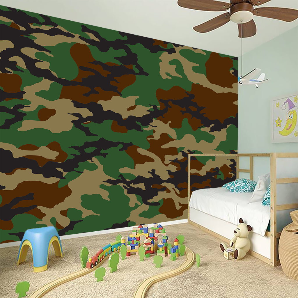 Green And Brown Camouflage Print Wall Sticker