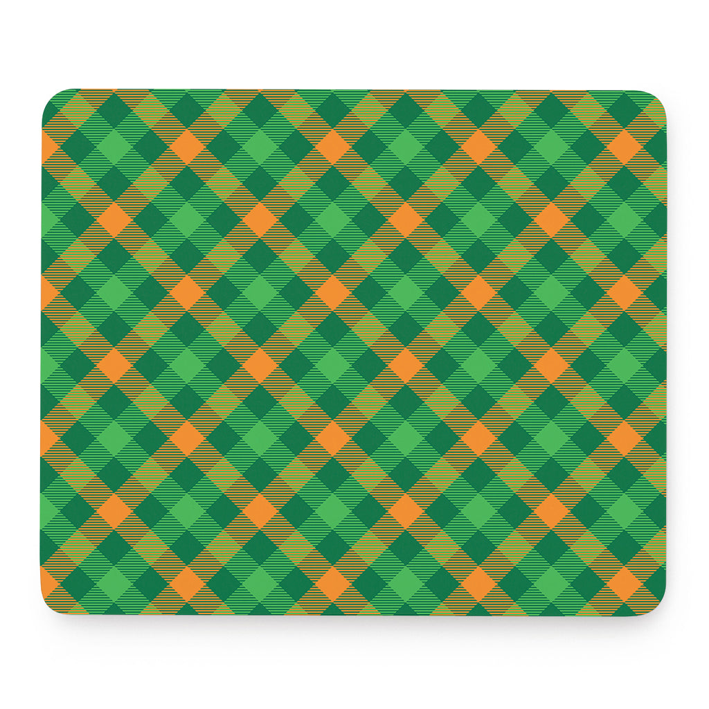 Green And Orange Buffalo Plaid Print Mouse Pad