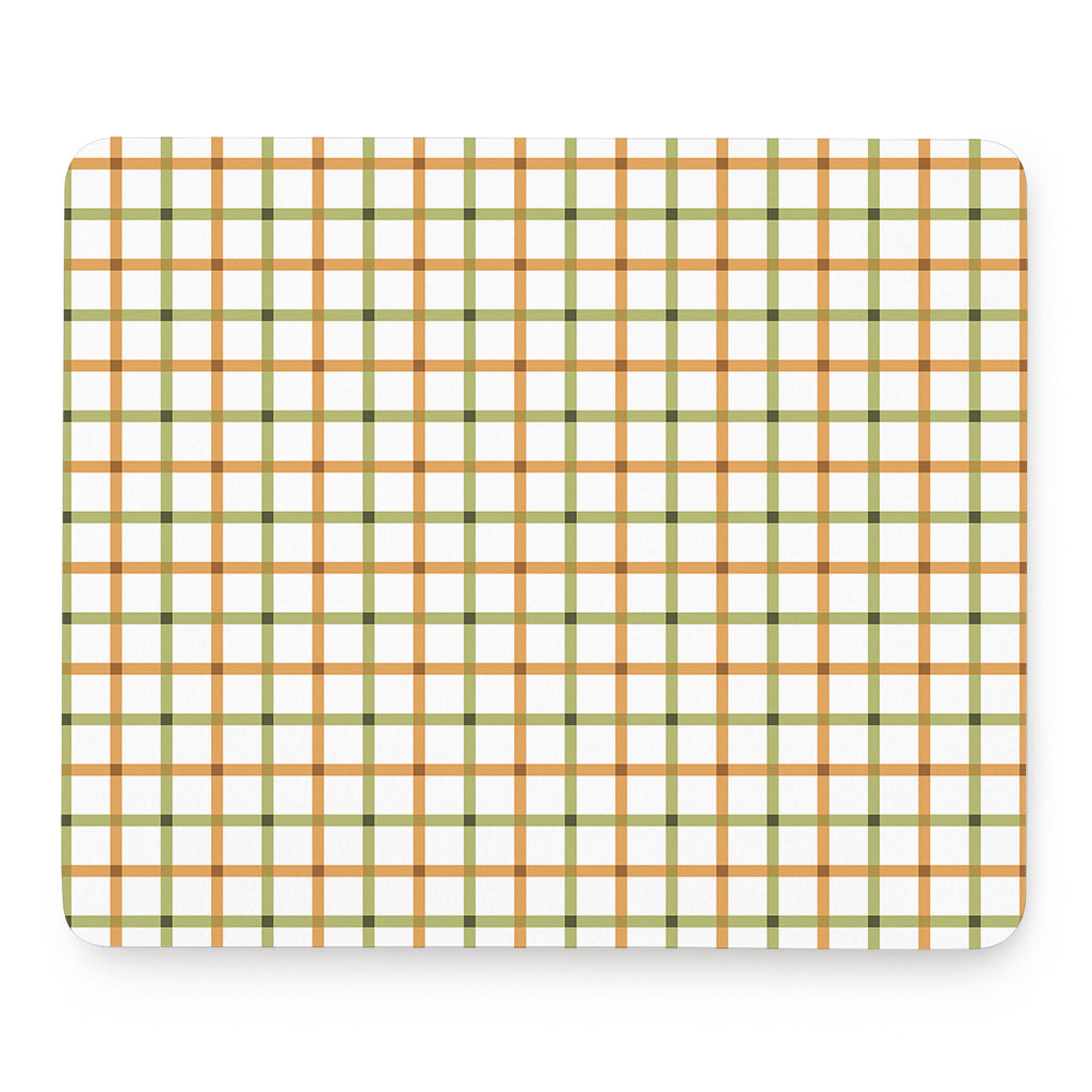 Green And Orange Tattersall Print Mouse Pad