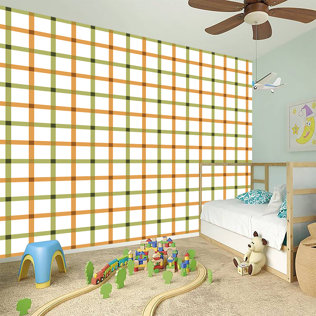 Green And Orange Tattersall Print Wall Sticker