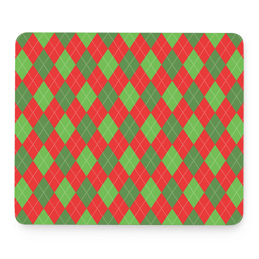 Green And Red Argyle Pattern Print Mouse Pad