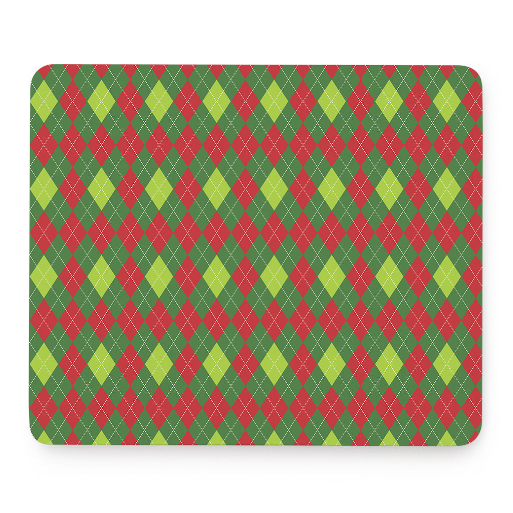 Green And Red Christmas Argyle Print Mouse Pad