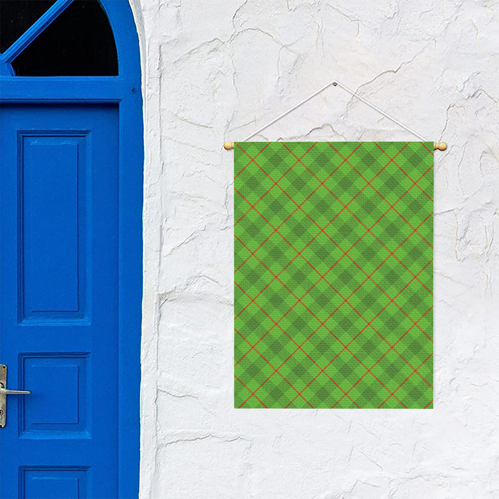 Green And Red Plaid Pattern Print Garden Flag