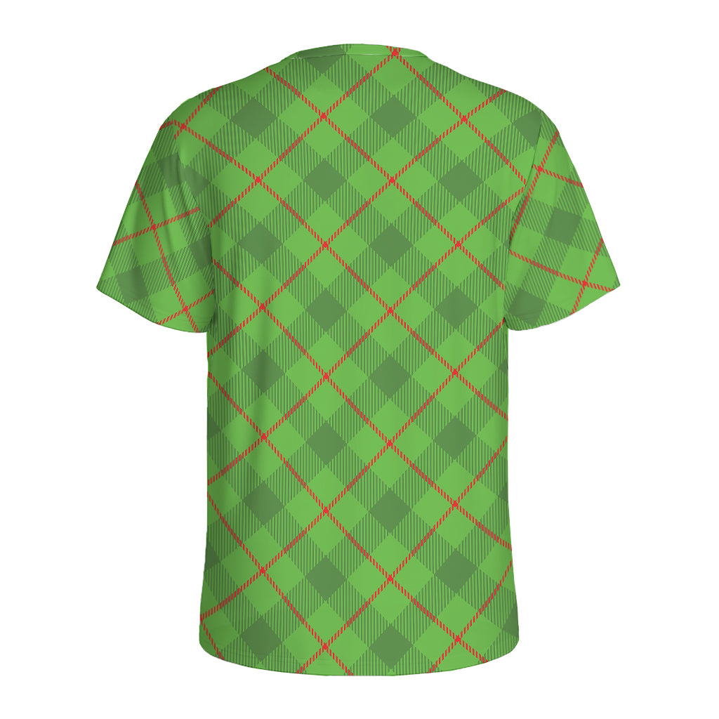 Green And Red Plaid Pattern Print Men's Sports T-Shirt