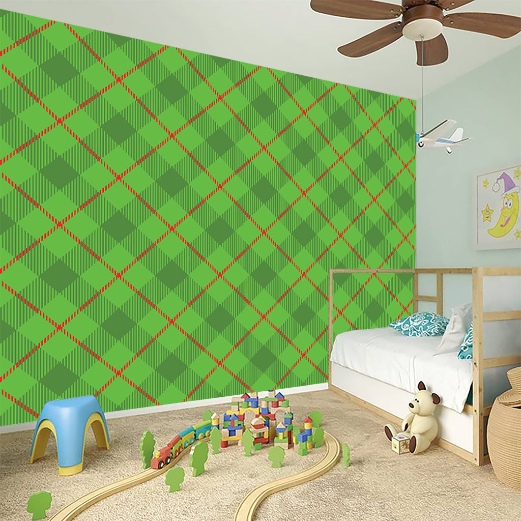 Green And Red Plaid Pattern Print Wall Sticker
