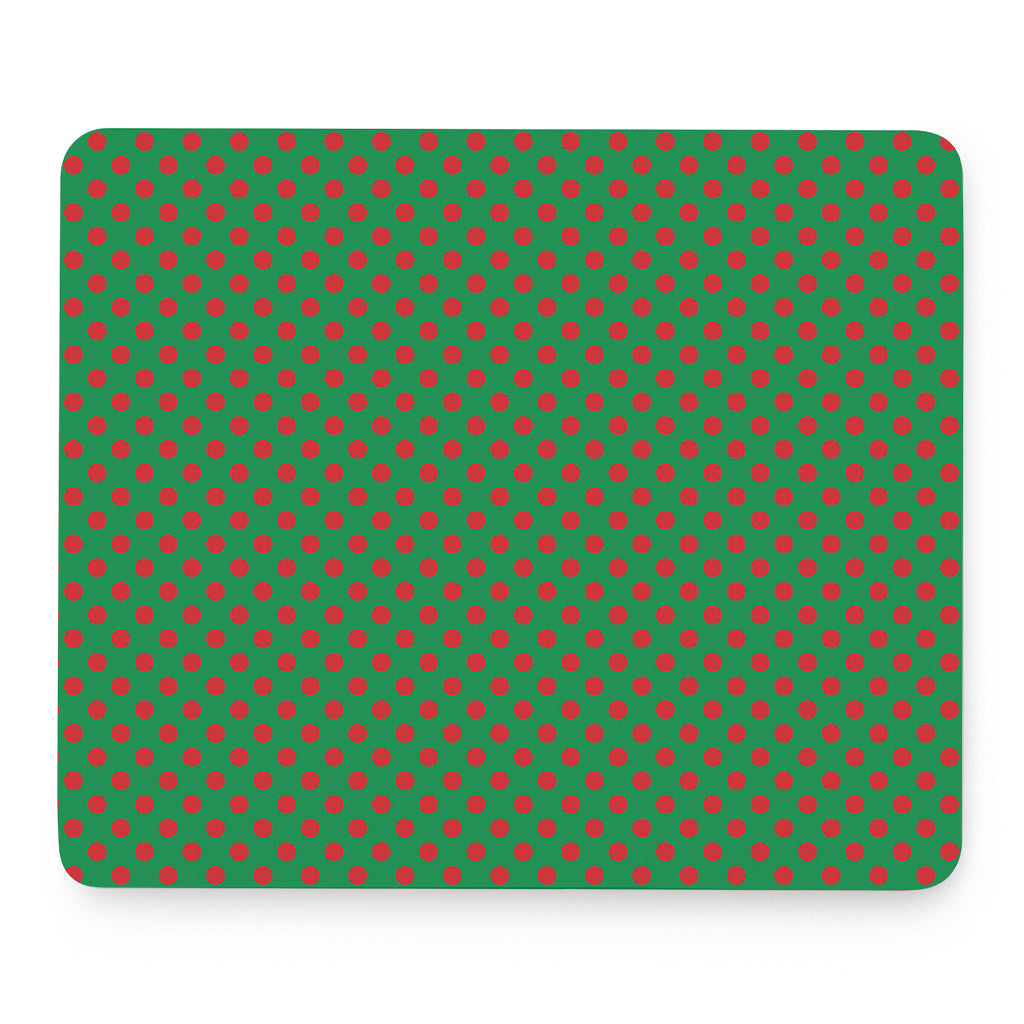 Green And Red Polka Dot Pattern Print Mouse Pad