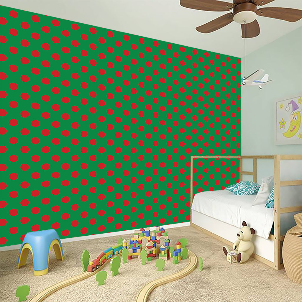 Green And Red Polka Dot Pattern Print Wall Sticker