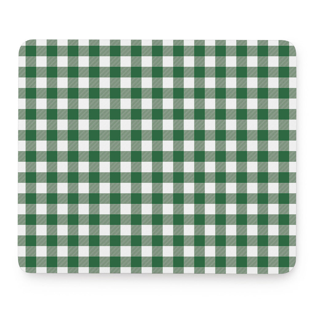 Green And White Buffalo Check Print Mouse Pad