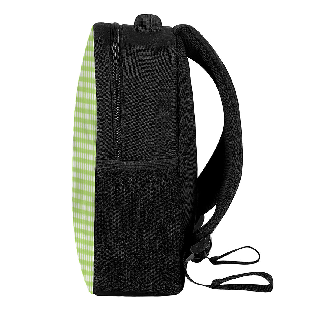 Green And White Check Pattern Print Casual Backpack